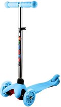 Kinderstep - met 3 wielen en 4 niveaus - in hoogte verstelbaar - met led-verlichting wielen - Blauw