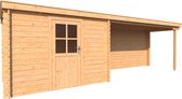 Blokhut met overkapping lessenaar dak 300 x 200 + 400cm