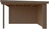 Blokhut met overkapping lessenaar dak 200 x 350 +300cm
