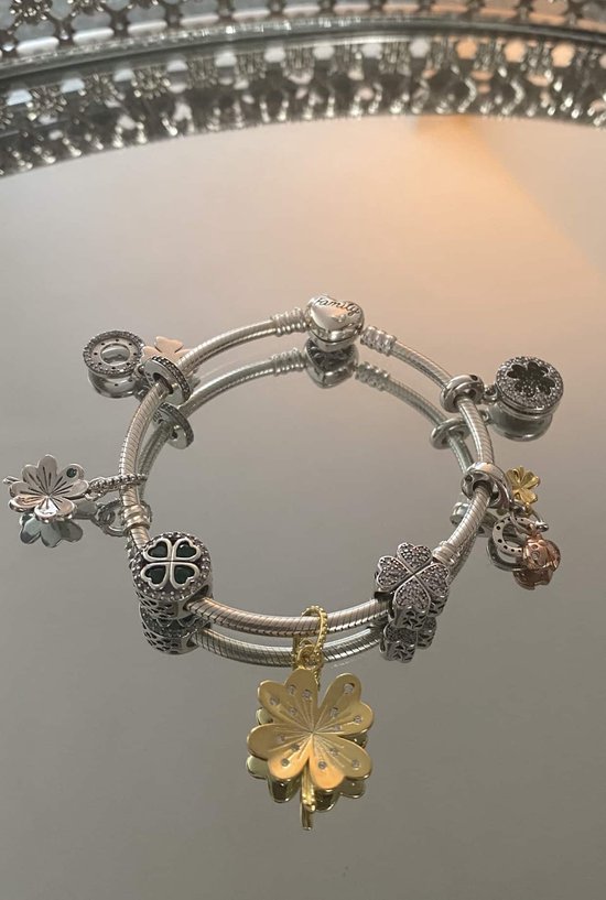 boucles d’oreilles FC502 Trèfle à quatre feuilles de SilberDream Breloque en argent sterling 925 Pendentif pour bracelet collier 