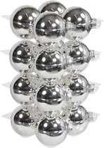 Oneiro's luxe kerstballen Zilver GLANS - SET VAN 16 - ø8 cm - kerstbal - luxe verpakking – kerstcollectie – kerstdecoratie – kerstboomhanger – kerstversiering