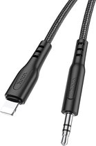 Hoco -  Lightning Audio Kabel 3.5mm Aux Audio Jack 1 Meter - Geschikt voor in de Auto - Zwart
