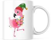 Kerst Mok: Christmas Flamingo lights | Kerst Decoratie | Kerst Versiering | Grappige Cadeaus | Koffiemok | Koffiebeker | Theemok | Theebeker