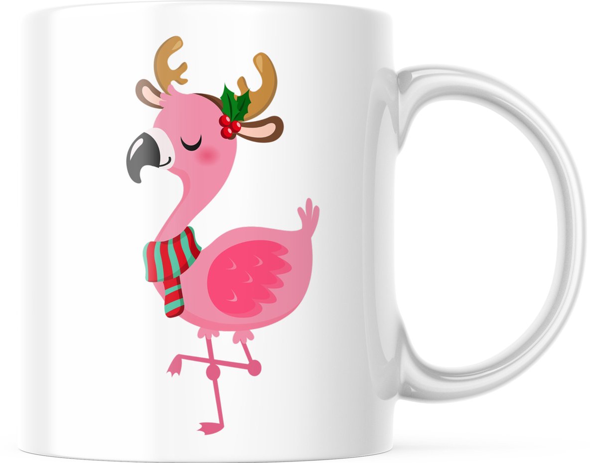 Kerst Mok: Christmas Flamingo deer | Kerst Decoratie | Kerst Versiering | Grappige Cadeaus | Koffiemok | Koffiebeker | Theemok | Theebeker