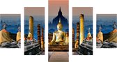 Diamond Painting Pakket - 5 Losse Delen - Boeddha met Tempel - 150x90 cm - Complete Set - Volledige Bedekking - Ronde Steentjes