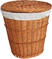 Wasmand - Mand - Rieten - Deksel - Natural look - Binnenzak - Wasbaar - Wit - Opbergen - Speelgoed - 50 cm hoog