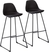 Kamyra® Industriële Barkruk - Set Van 2 Barkrukken - Barstoelen met Rugleuning - Zithoogte 75 cm - Zwart, 60 x 43 x 97cm