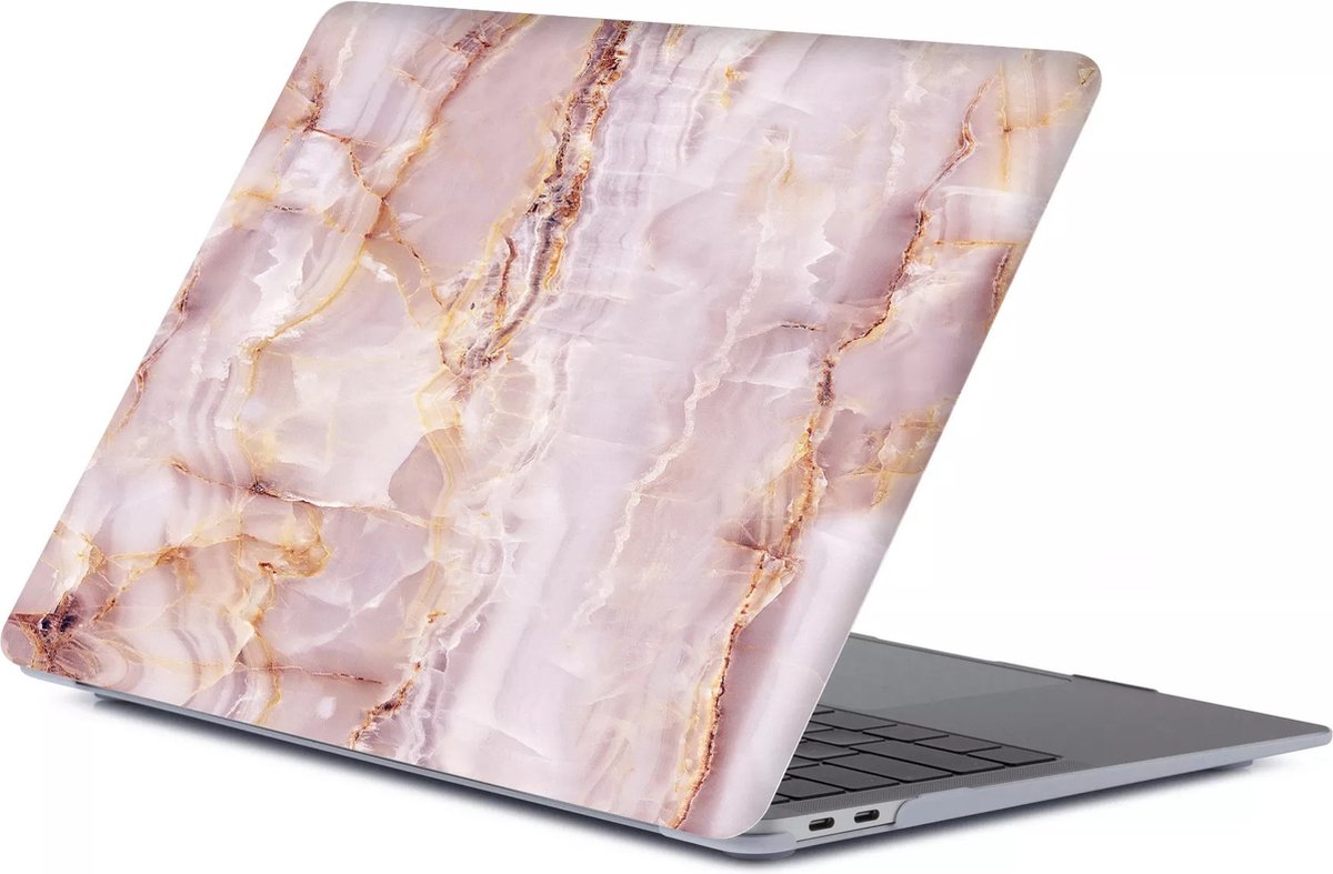 Laptophoes - Geschikt voor MacBook Pro 13 inch Hoes Case - A1706, A1708 (2017) - Marmer Roze