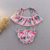 Bikini meisje - Bikini met bloemen - Bikini met ruffles - Bikini maat 104 - Bikini meisje 4 jaar - badkleding meisje