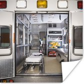 Poster Ambulance met open deuren - 75x75 cm