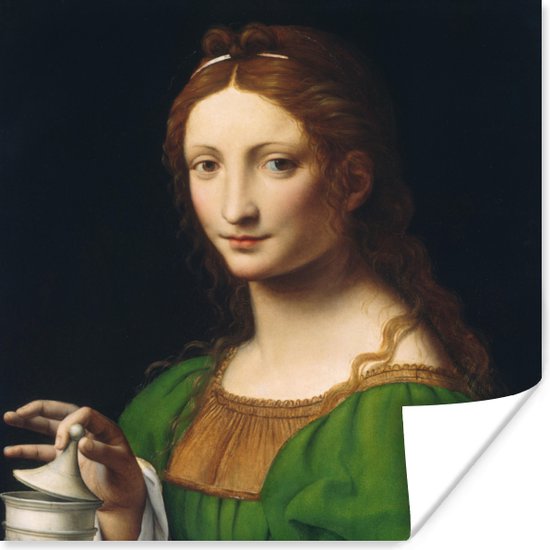 Maria Magdalena - Leonardo da Vinci poster papier 75x75 cm - Foto print op Poster (wanddecoratie woonkamer / slaapkamer)