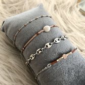 By Julie Delicate beads armbandenset zilverkleur - Stainless steel