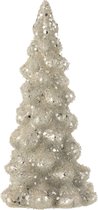 J-Line Kerstboom Deco Suiker Glas Blinkend Licht Grijs/Zilver Small Set van 2 stuks