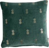 Hoyz | Velvet Pineapple Groen Kussen | 45 X 45 | Sierkussen Voor Woonkamer Of Slaapkamer