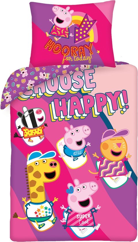 Peppa Pig Dekbedovertrek Choose Happy - Eenpersoons - 140 x 200 cm - Katoen