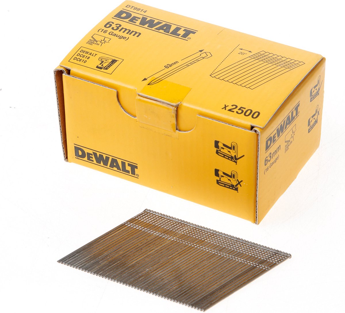 DeWALT DNBA1663SZ Spijkers 1.6x63mm. rvs VE=2500