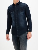 Purewhite -  Heren Slim Fit    Overhemd  - Blauw - Maat L