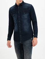 Purewhite -  Heren Slim Fit    Overhemd  - Blauw - Maat M