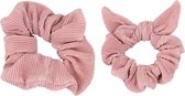 Princess Mimi Scrunchie Mini & Mum Effen Oudroze 2-delig