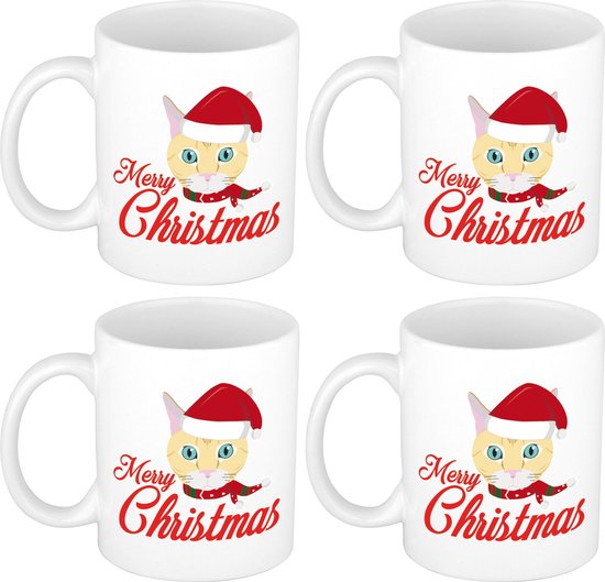 Keramische kerstmokken, 450 ml, kerstdecoratie, koffiekopjes, set van 4