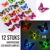 Allernieuwste 12 Stuks LED Vlinder Nachtlampjes - Kinderkamer Slaapkamer Verlichting - 7 kleuren LED - Kinderverjaardag Uitdeel Cadeaus - 12 STUKS