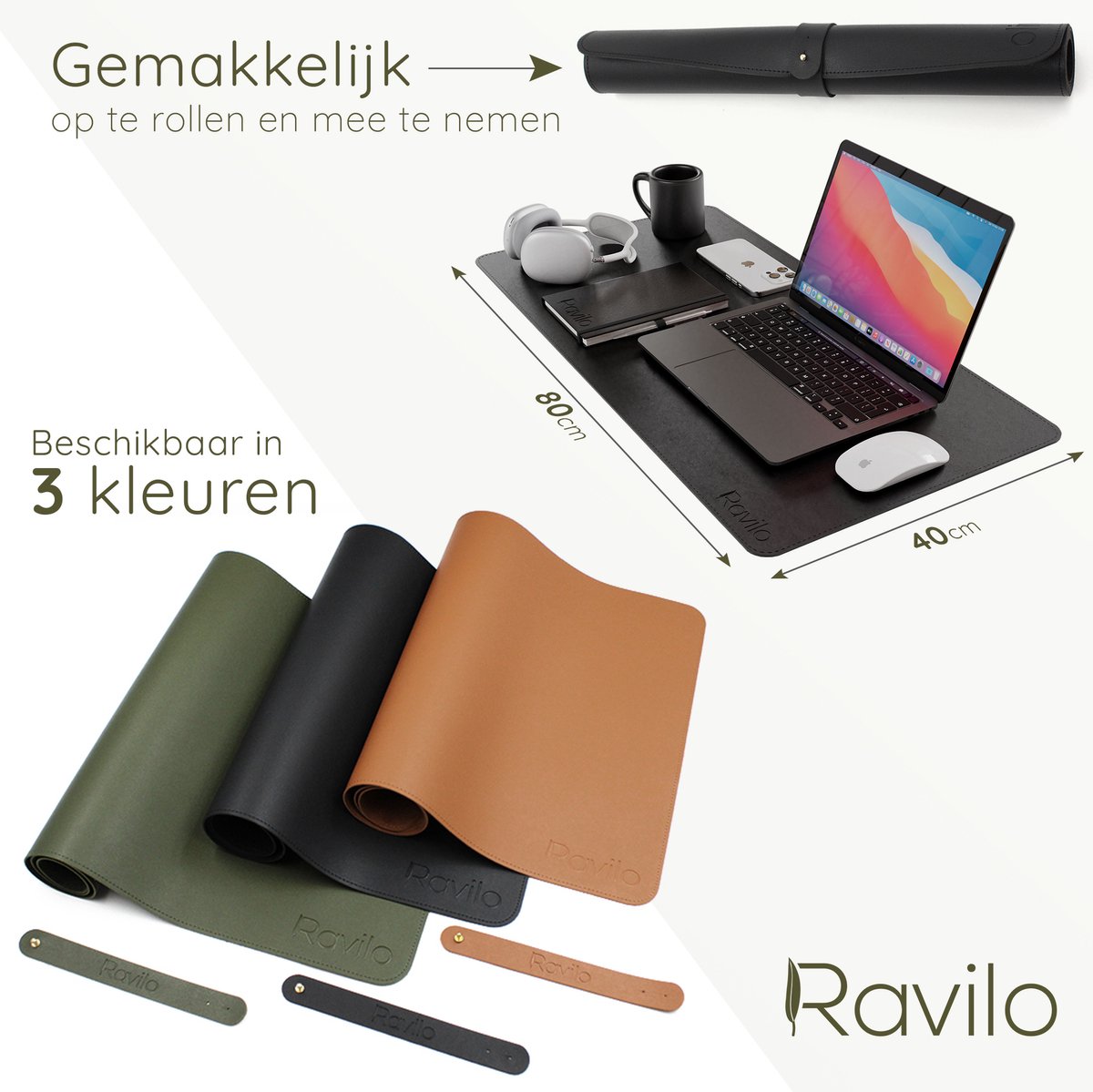 Aothia lederen bureaulegger, muismat,Antislip PU-lederen bureau-vloeipapier, laptop bureaublad, waterdicht bureau-schrijfblok voor kantoor en thuiswerk (60x35cm,Donkerblauw