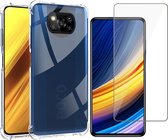 Xiaomi Poco X3 Pro Hoesje - Transparant Backcover Shockproof Case + Glas Screen Protector