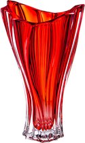 Rode kristallen vaas PLANTICA - Bohemia Kristal - luxe bloemenvaas rood - 32 cm