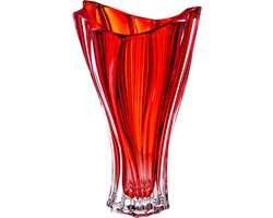 Rode kristallen vaas PLANTICA - Bohemia Kristal - luxe bloemenvaas rood - 32 cm