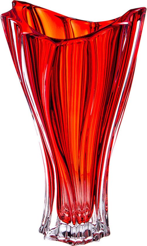 Rode kristallen vaas PLANTICA - Bohemia Kristal - luxe bloemenvaas rood - 32 cm