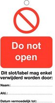 Do not open waarschuwingslabel 50 x 100mm