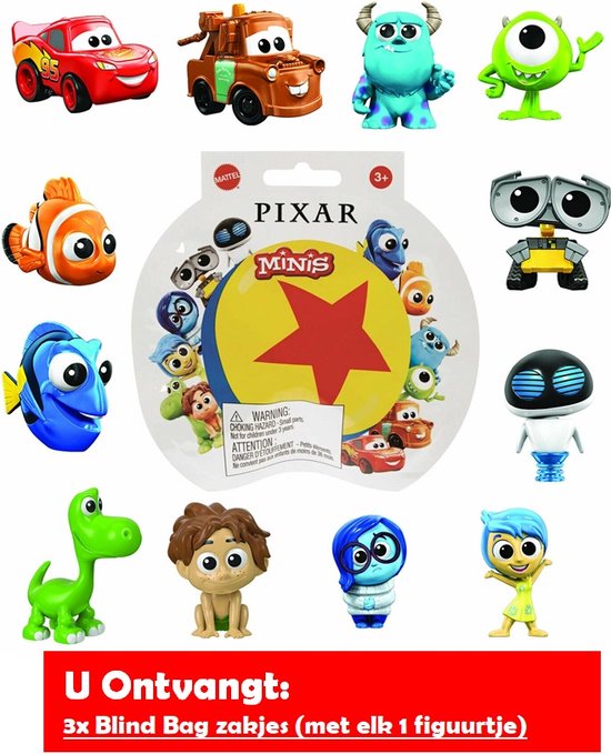Pixar poppetjes - Monster Co - Inside Out - Wall E- 3 Blind Bag zakjes - 6 cm | bol.com