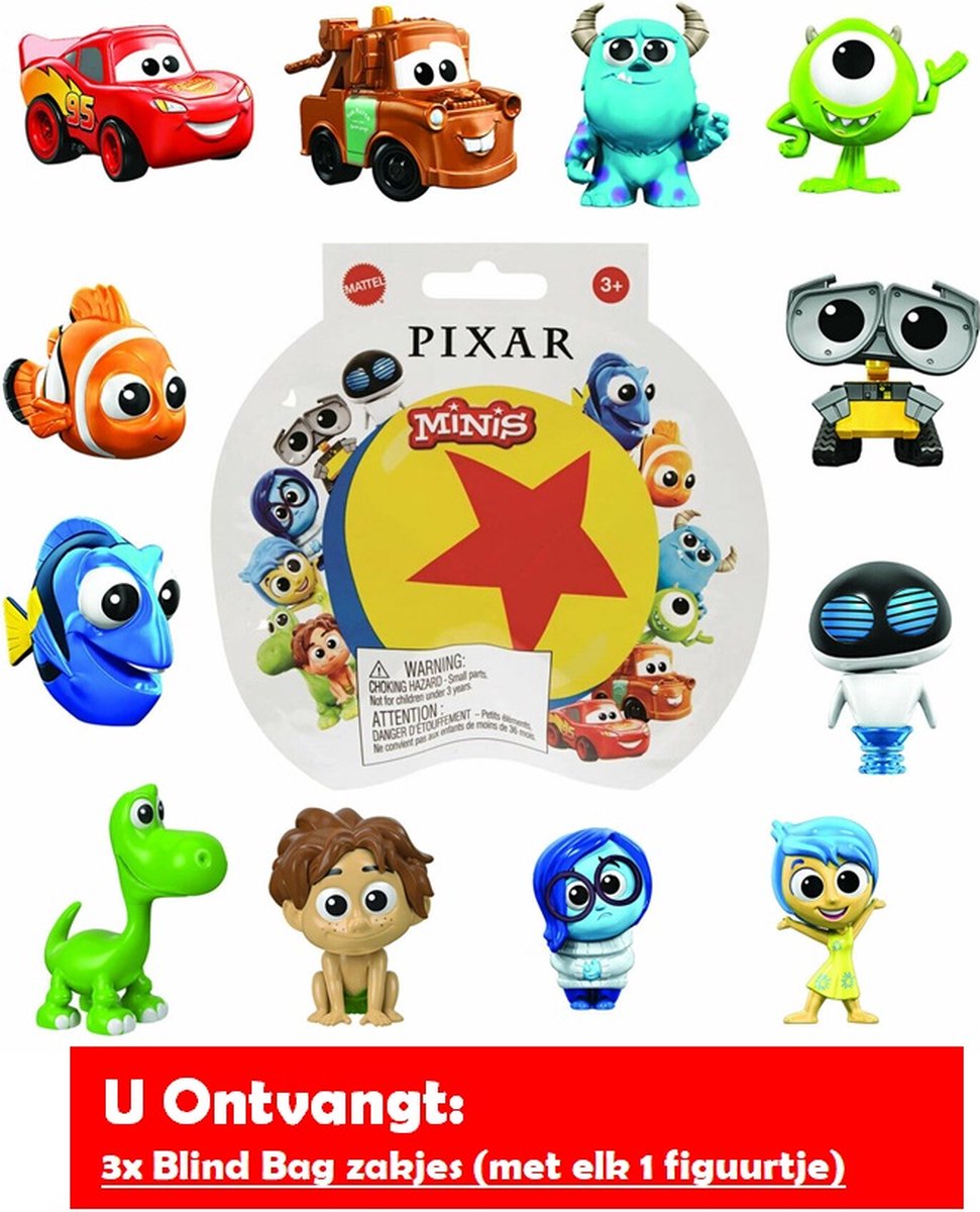 Discrimineren thermometer Klaar Disney Pixar poppetjes - Monster Co - Inside Out - Wall E- 3 Blind Bag  zakjes - 6 cm | bol.com