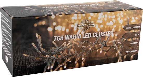 Kerstverlichting Cluster - 1536 Warm LED - Transparant - 10 meter - Incl. Timer - Svenska Living