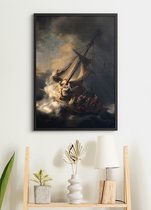 Poster in Zwarte Lijst - Christus in de storm op het meer van Galilea - Rembrandt van Rijn - Large 70x50