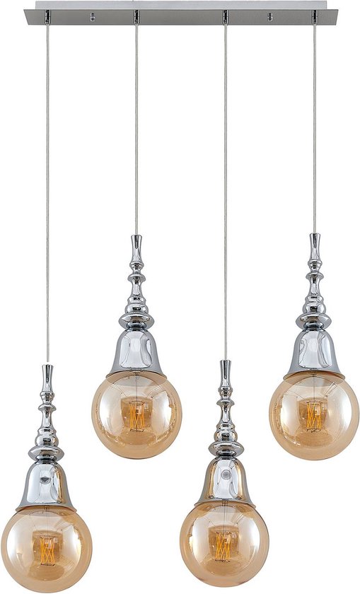 Lucande - hanglamp - 4 lichts - ijzer - E27 - chroom