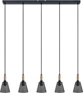Lindby - hanglamp - 5 lichts - staal, hout - E14 - , licht hout