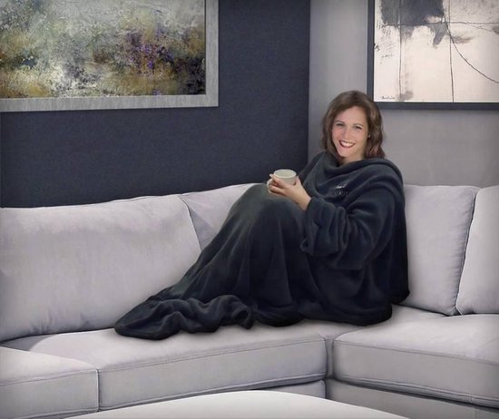 Fleece deken XXL met mouwen - plaid met mouwen - 150x200cm - super zacht, fleece XXL – wasbaar en non peeling - O'daddy - cadeau tip