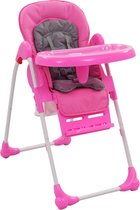 Hoge baby-eetkamerstoel roze en grijs