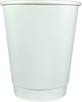 100 Stuks x Koffiebeker Dubbelwandig 14 oz Wit - Dubbelwandige wegwerp koffiebeker - 340 ml koffibeker - reisbeker - 340cc koffiebeker - koffibekers - doublewall coffee cup - witte