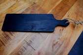 Tapasplank, Rubberwood met bijpassende servetten, natuurlijk product, diep zwarte kleur, 50 x 12 cm.