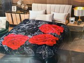 Sleeptime blankets - Luxe deken - supersoft kingsize sprei - 200x230cm - rose black rozen