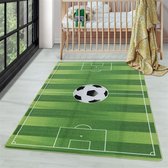 Tapis de enfants à poils courts Motif de football stade Vert