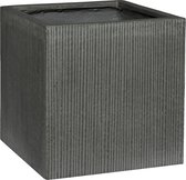 Cube Ridged Vertical Block S Dark grey 40x40x40 cm vierkante bloempot