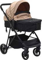 2-in-1 kinderwagen/reiswieg taupe en zwart staal