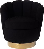 Teddy Fauteuil Zwart - Met Gouden Onderstel - Fauteuil Quinty - Giga Meubel