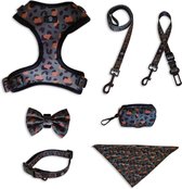 Elfiepack Panther set maat m - hondenriem harnas bandana hond accessoires