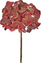 Viv! Home Luxuries Hortensia - kunstbloem - rood met gouden glitters - 51cm - topkwaliteit