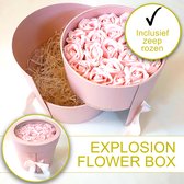 LOVELO®️ Explosion Flower Box 2-delig ROND - Luxe Geschenkdoos - Flowerbox - Giftbox - Explosion Box - Roze - Inclusief Zeep Rozen