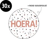 30x Sluitsticker Hoera! | Rose-goudfolie | 40 mm | Sluitzegel Feest | Sluitsticker | Chique inpakken | Traktatie - Verjaardag - Feest - Kinderfeest - Kinderverjaardag